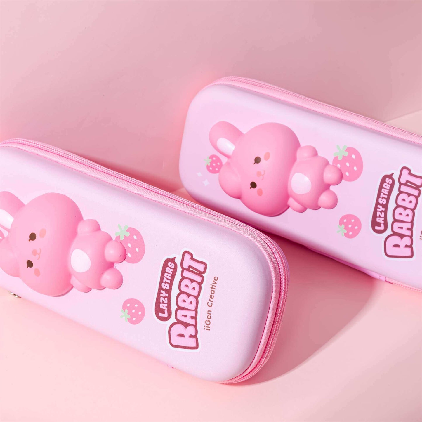 Pink Rabbit Squishy Pencil Case