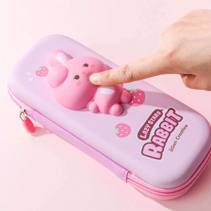 Pink Rabbit Squishy Pencil Case