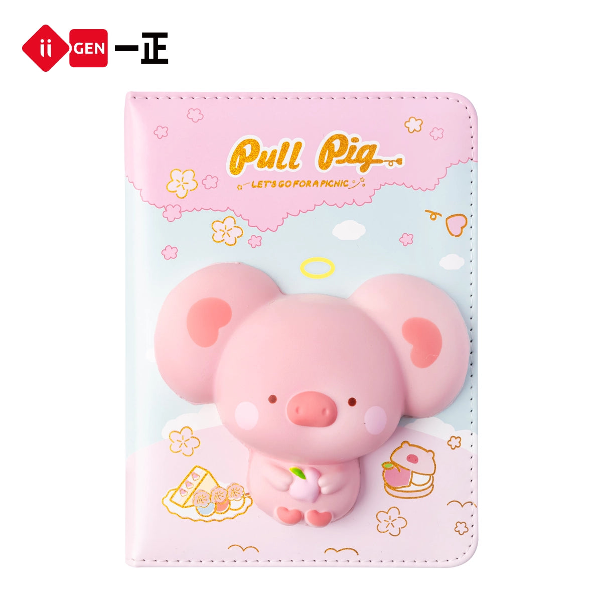 iiGEN Squishy Notebook Pink Pig 128 sheets