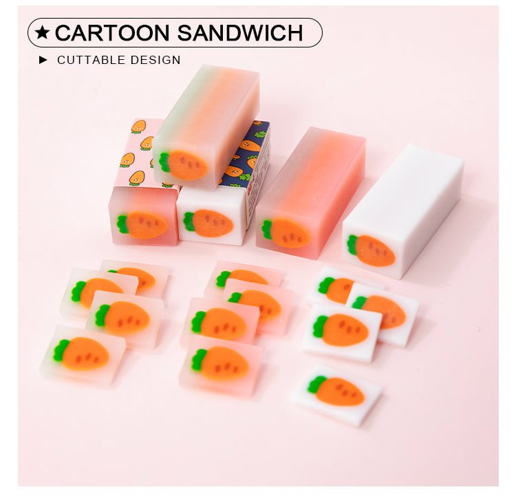 Carrot Sandwich Eraser - Set of 3