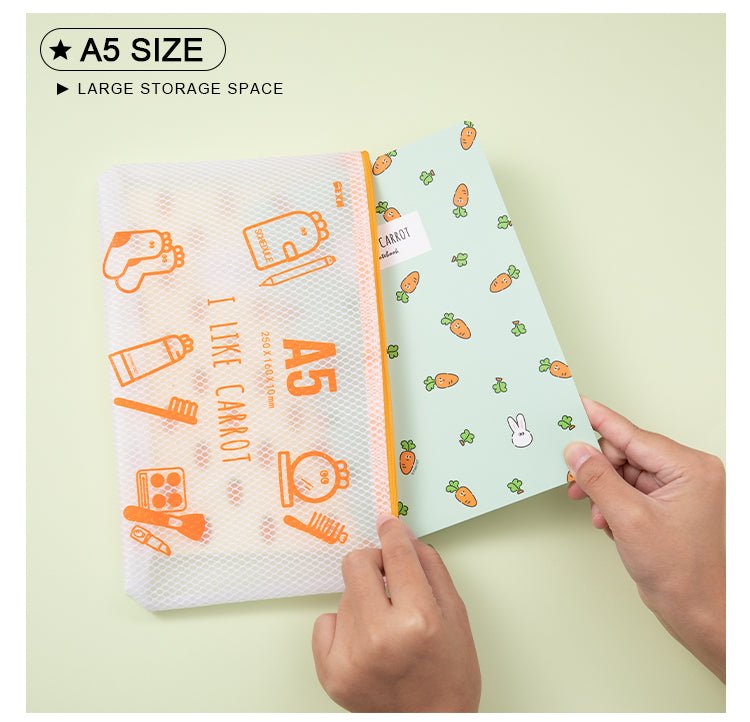 Carrot Zipper Mesh Document Pouch