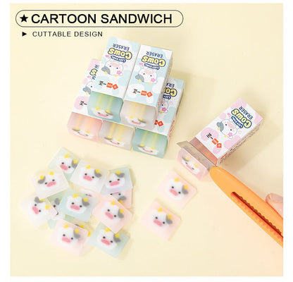 Cow Sandwich Eraser - Set of 3