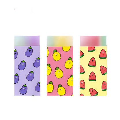 Creative Cartoon Fruit Food Eraser -Set of 3