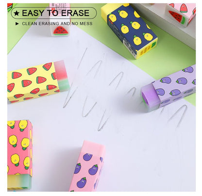 Creative Cartoon Fruit Food Eraser -Set of 3