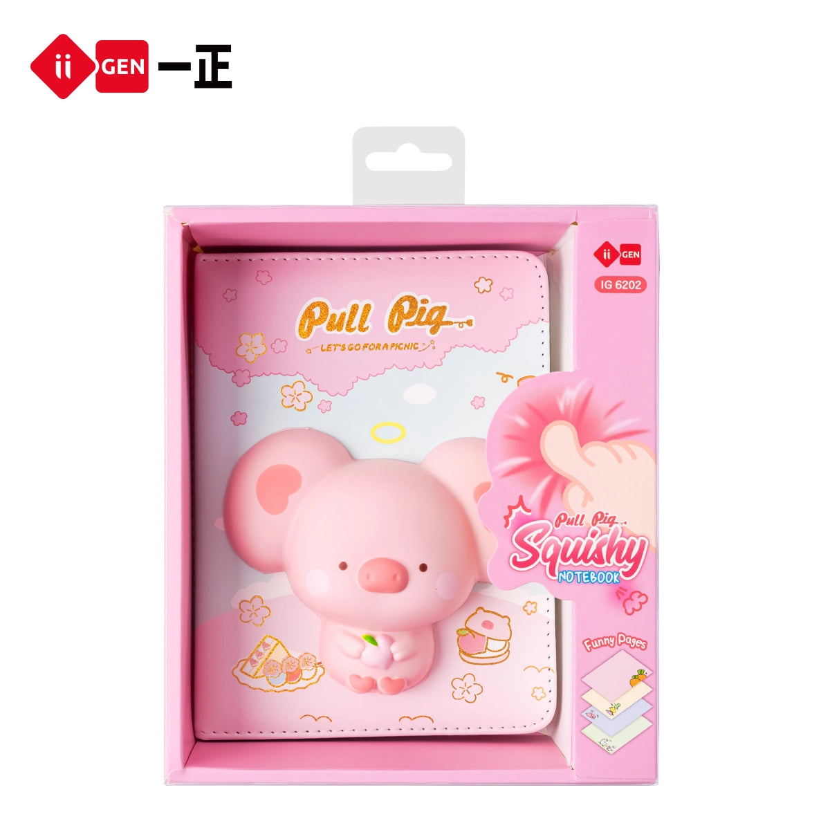 iiGEN Squishy Notebook Pink Pig 128 sheets